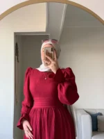 Burgundy Crochet Dress by Sara Doghem