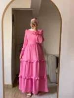 Pink Crochet Dress by Sara Doghem