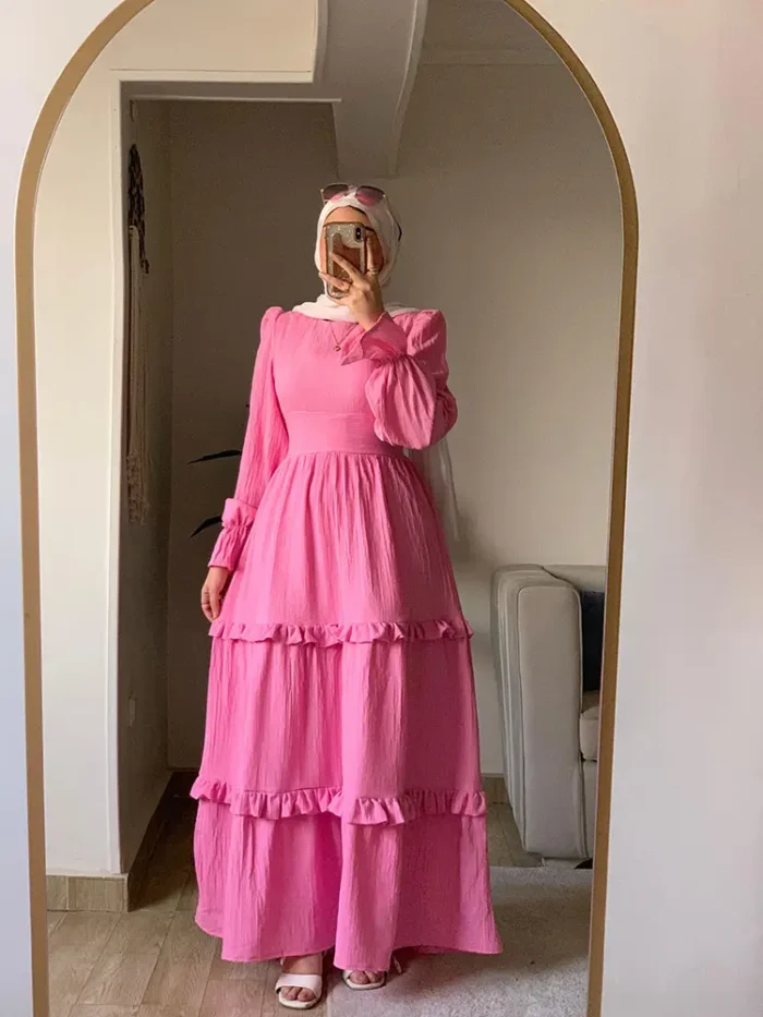 Pink Crochet Dress by Sara Doghem
