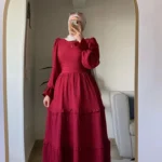 Burgundy Crochet Dress by Sara Doghem