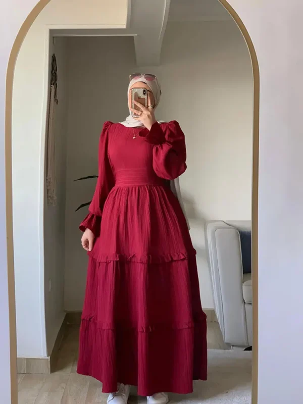 Burgundy Crochet Dress by Sara Doghem